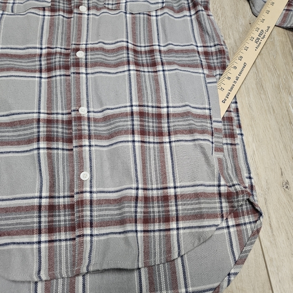 Pacsun Hooded Grey Plaid Button Up Oversize Flannel Shacket Jacket Womens Small - Picture 10 of 13